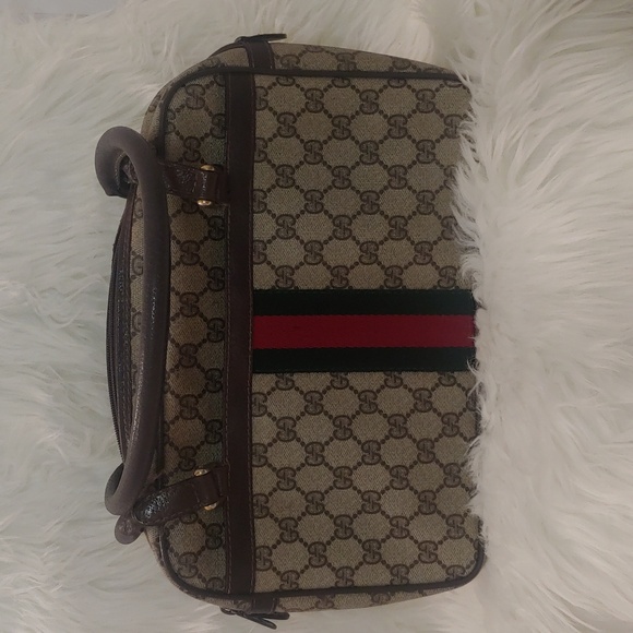 Authentic Vintage Gucci GG Monogram Supreme Sherry Web Ophidia Boston Shoulder - Picture 3 of 10